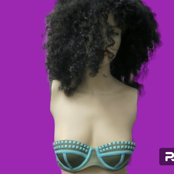 Victoria's Secret strapless geometric stone bikini top in green  blue size 34B - Picture 8 of 8